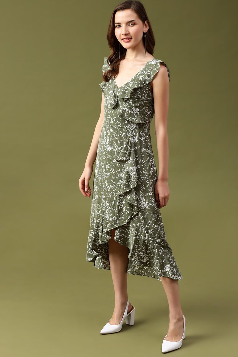 Gipsy Olive Floral Georgette Dress