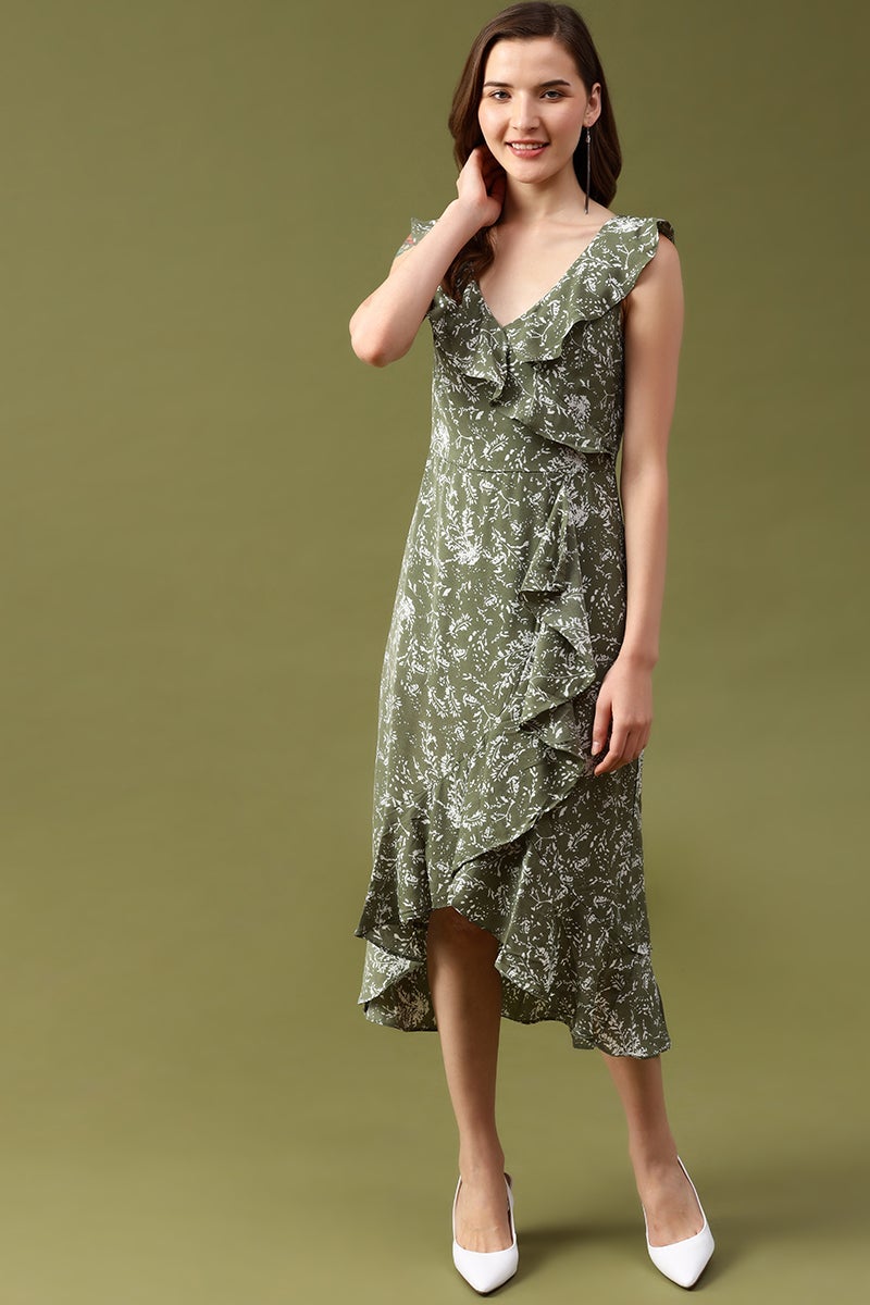 Gipsy Olive Floral Georgette Dress