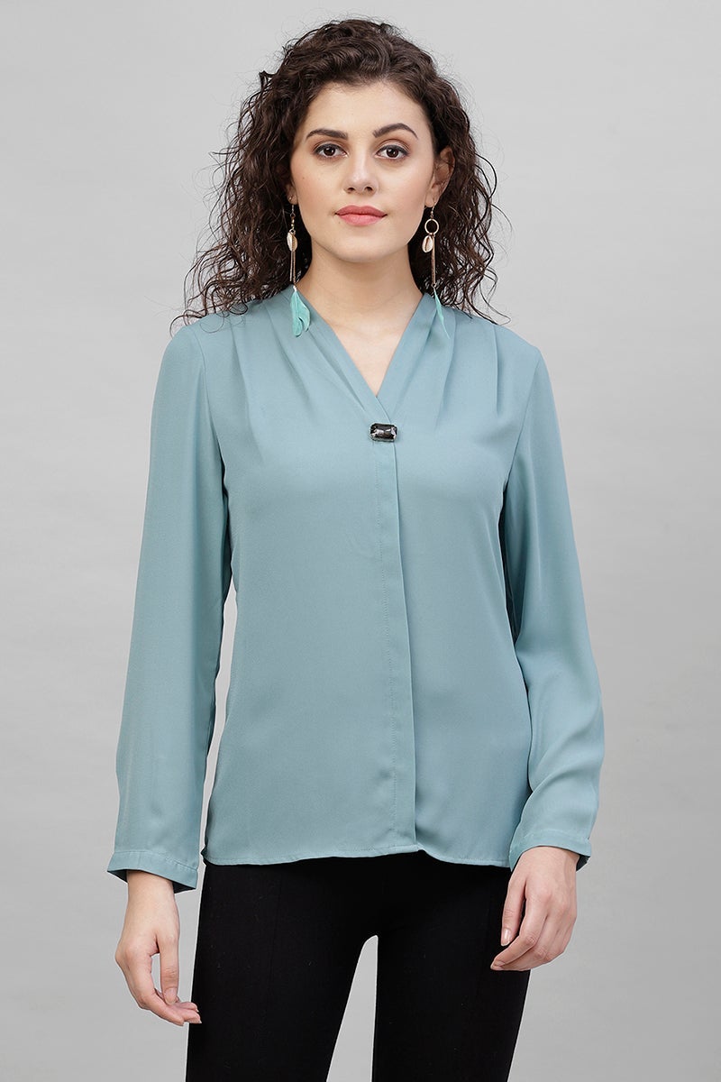 Gipsy Sage/Blue Solid Polyester Tunic