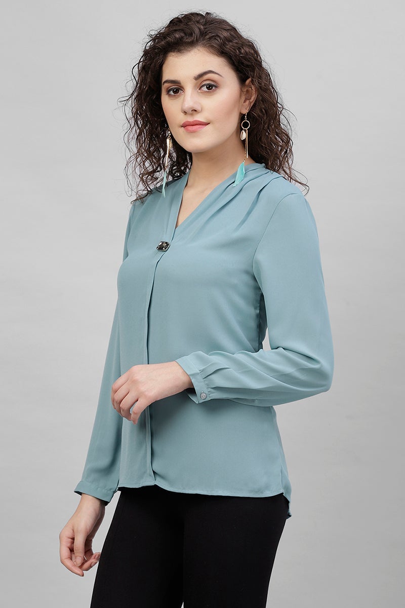 Gipsy Sage/Blue Solid Polyester Tunic