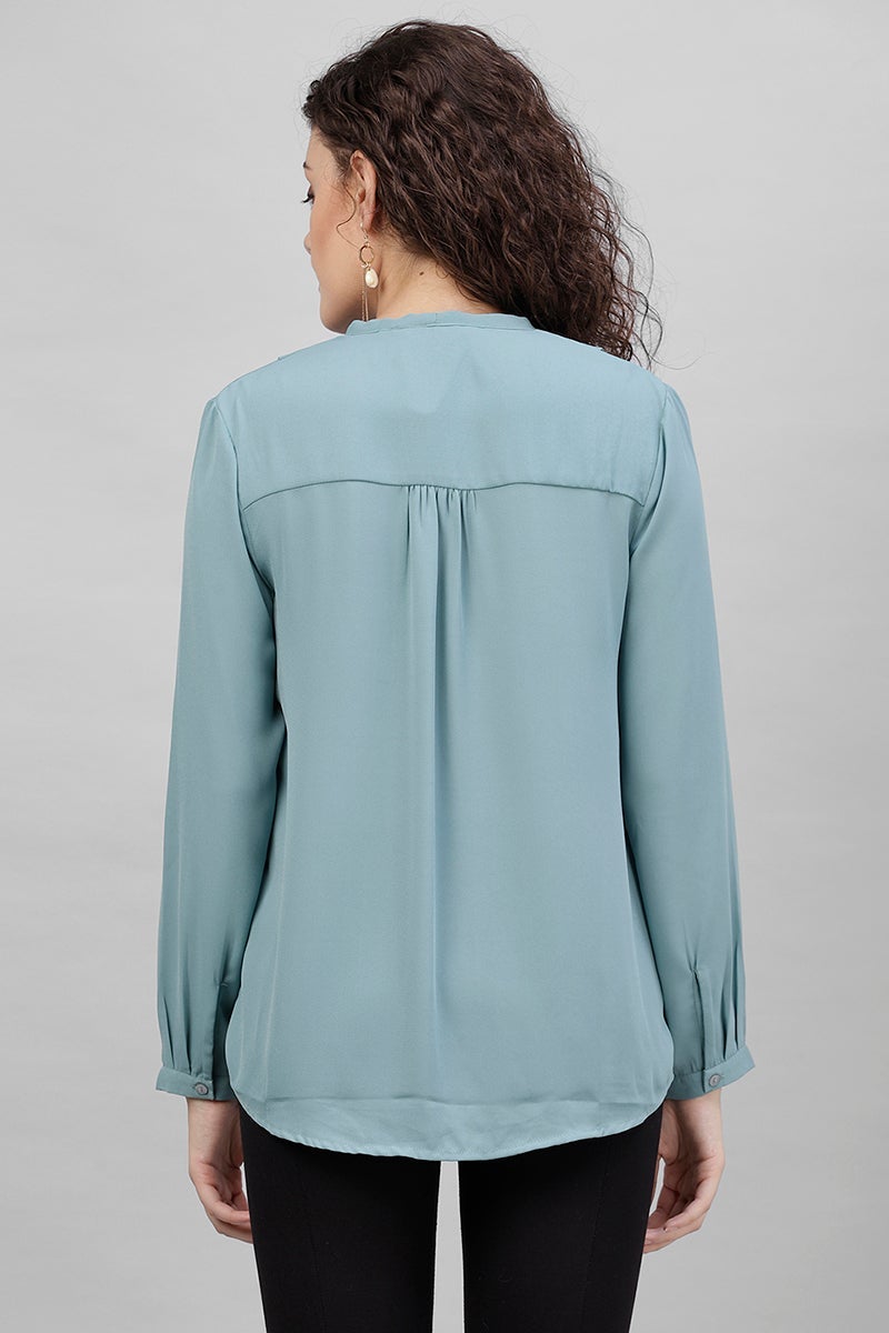 Gipsy Sage/Blue Solid Polyester Tunic