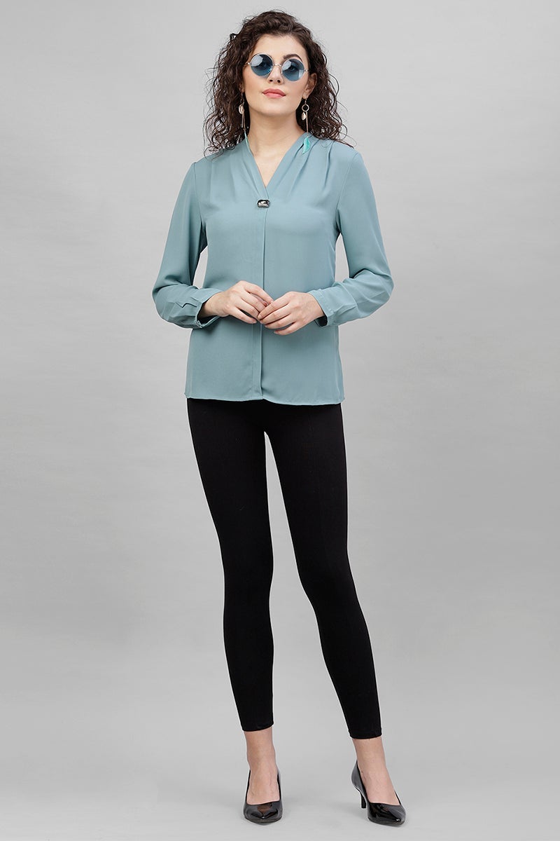 Gipsy Sage/Blue Solid Polyester Tunic