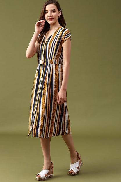 Gipsy Navy Striped Crepe Dress