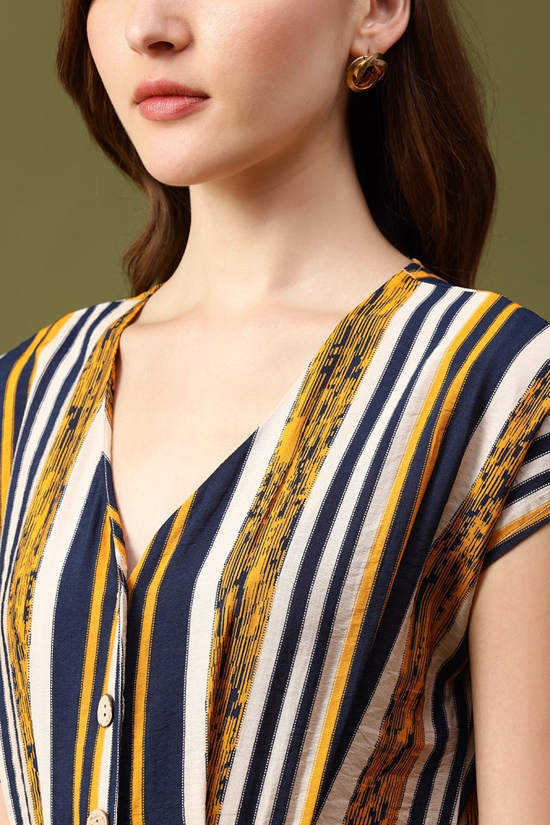 Gipsy Navy Striped Crepe Dress