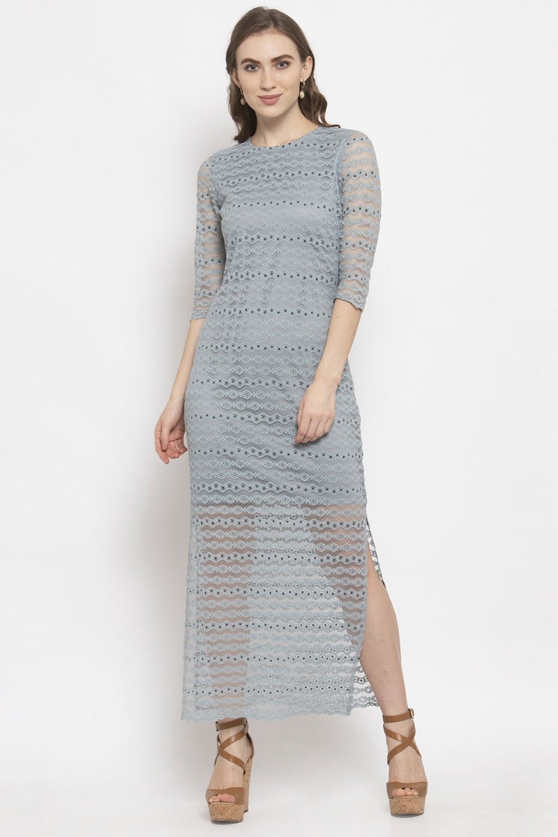Gipsy Sage Blue Floral Net Dress
