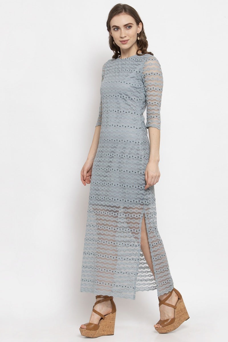 Gipsy Sage Blue Floral Net Dress