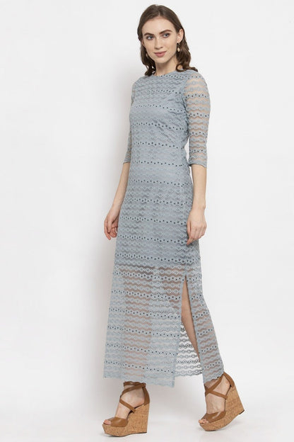 Gipsy Sage Blue Floral Net Dress