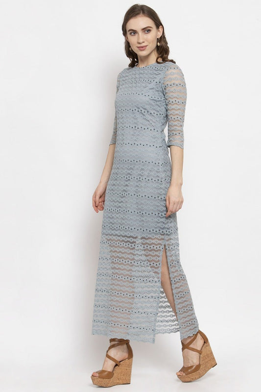 Gipsy Sage Blue Floral Net Dress