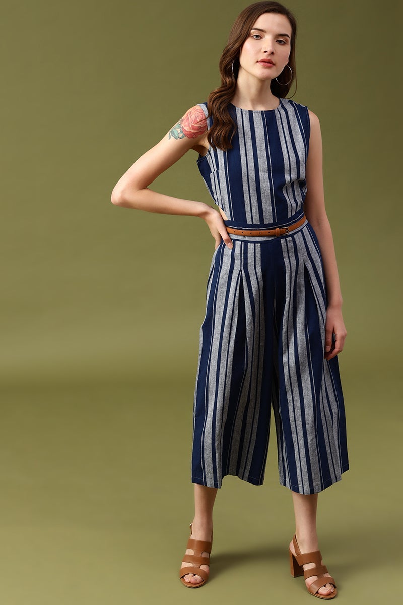 Gipsy Navy Striped Linen Jumpsuit