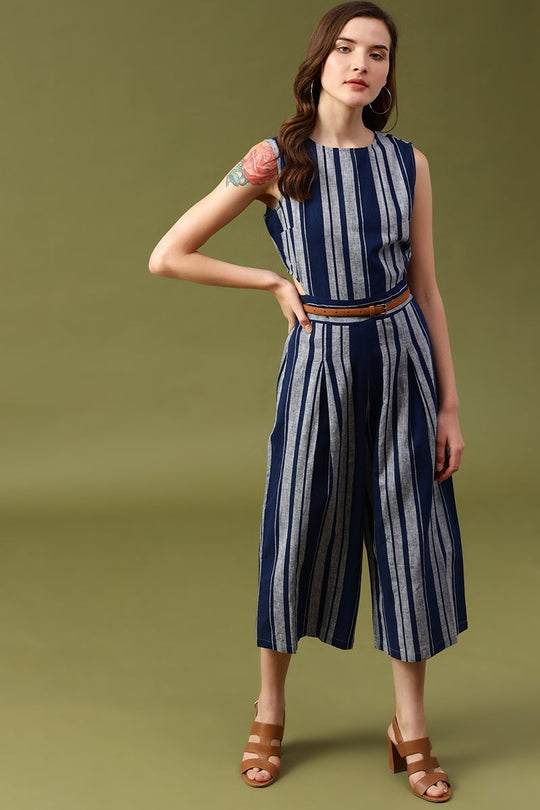 Gipsy Navy Striped Linen Jump Suit