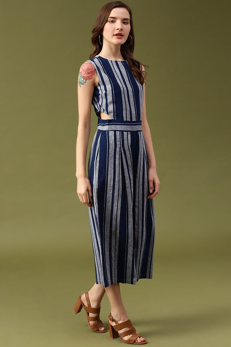 Gipsy Navy Striped Linen Jump Suit