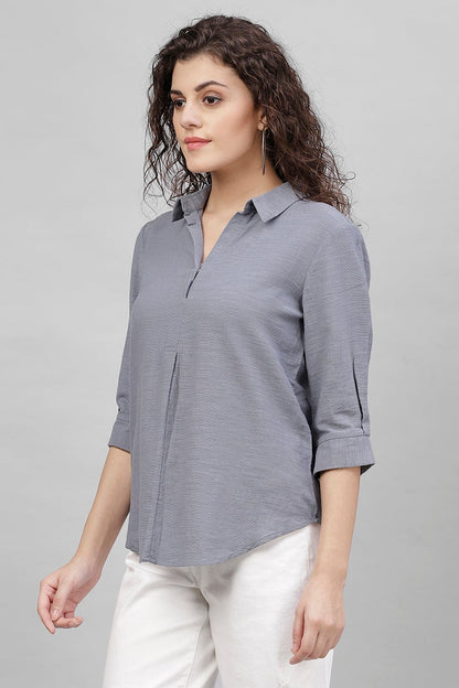 Gipsy Blue Solid Polyester Tunic