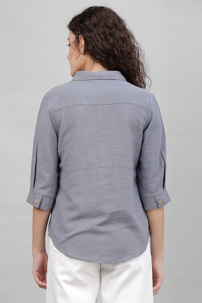 Gipsy Blue Solid Polyester Tunic