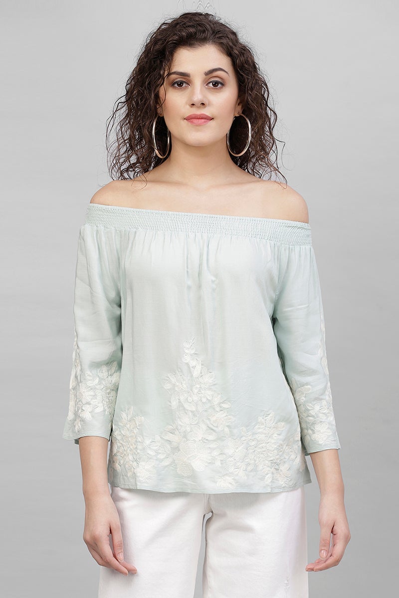 Gipsy Sage Embroidered Cotton Linen Top