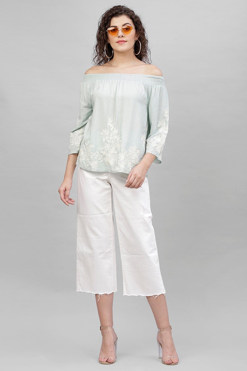 Gipsy Sage Embroidery Cotton Linen Top