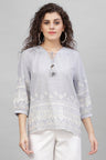 Gipsy Blue Emproidered Cotton Tunic