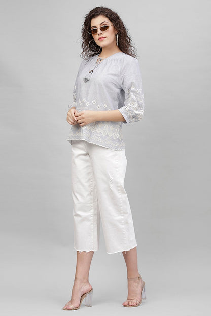 Gipsy Blue Emproidered Cotton Tunic