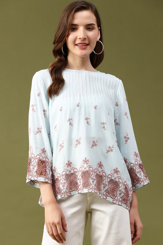 Gipsy Sage Embroidered Viscose Rayon Tunic