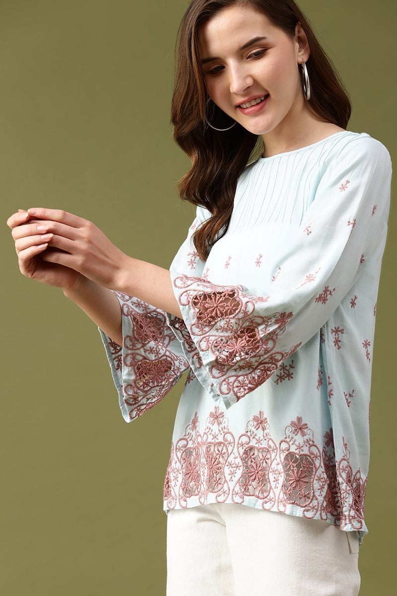 Gipsy Sage Embroidered Viscose Rayon Tunic