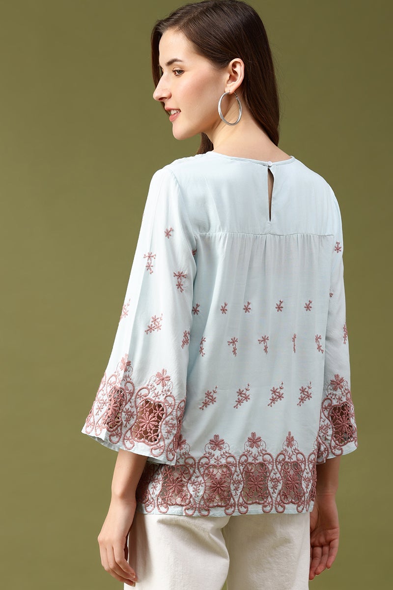 Gipsy Sage Embroidered Viscose Rayon Tunic