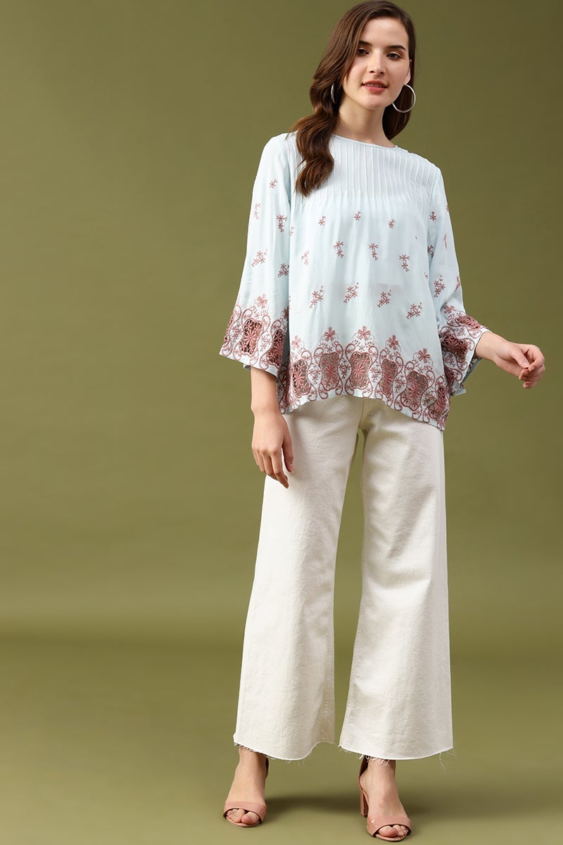 Gipsy Sage Embroidered Viscose Rayon Tunic