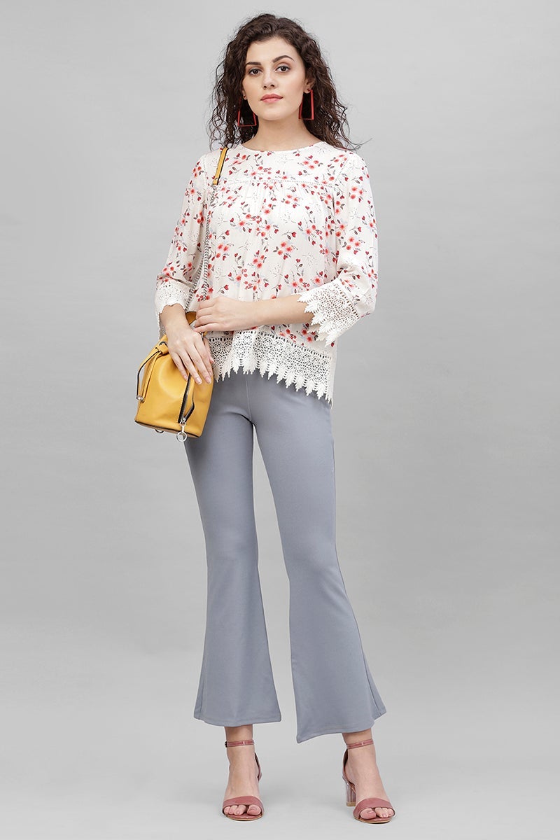 Gipsy Cream Floral Print Polyester Tunic