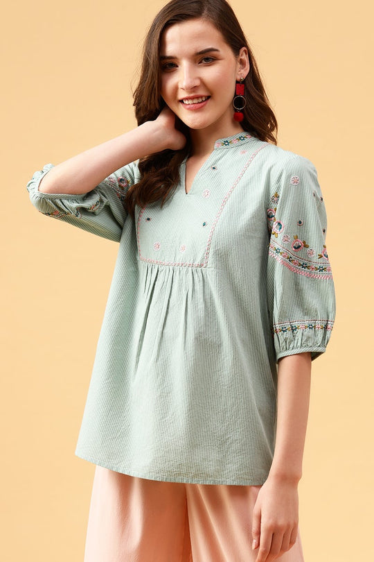 Gipsy Sage Embroidered Cotton Tunic