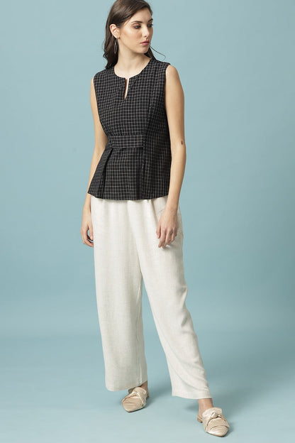 Gipsy Black Medium Length V-Neck Cotton Blouse