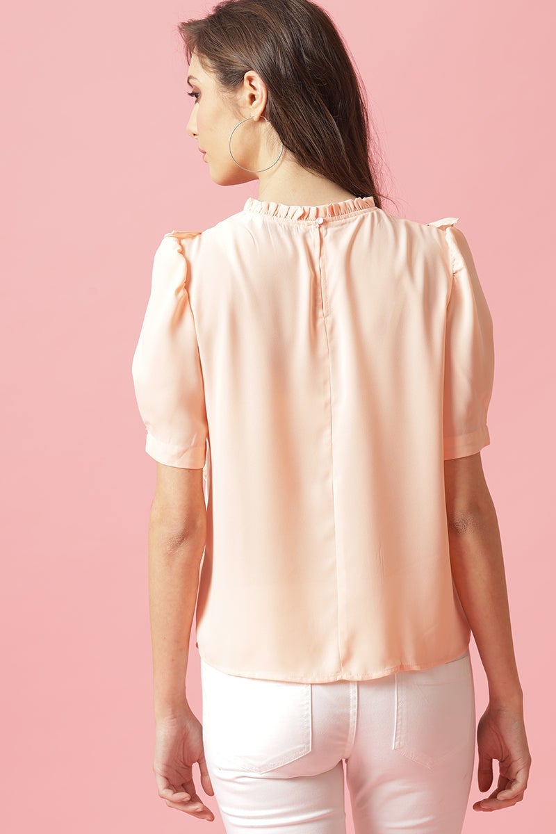 Gipsy Pink Medium Length Round Neck Polyester Blouse