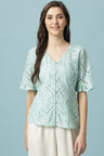 Gipsy Sage Medium Length V-Neck Cotton Blouse