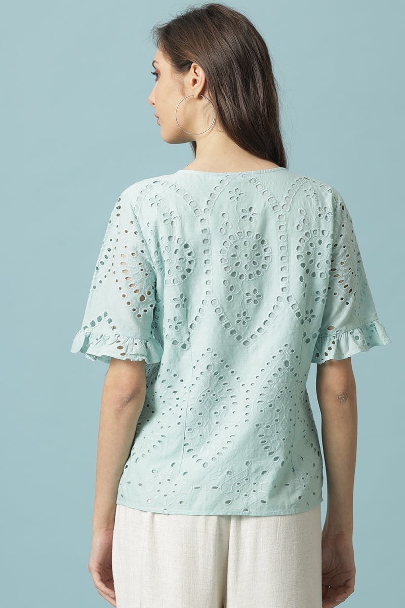 Gipsy Sage Medium Length V-Neck Cotton Blouse