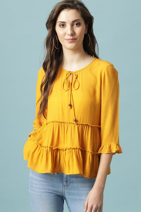 Gipsy Mango  Medium Length Round Neck Viscose Rayon Blouse