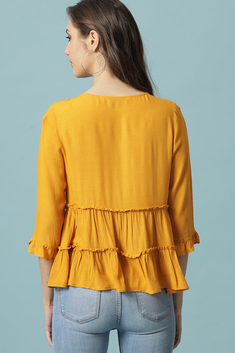 Gipsy Mango  Medium Length Round Neck Viscose Rayon Blouse