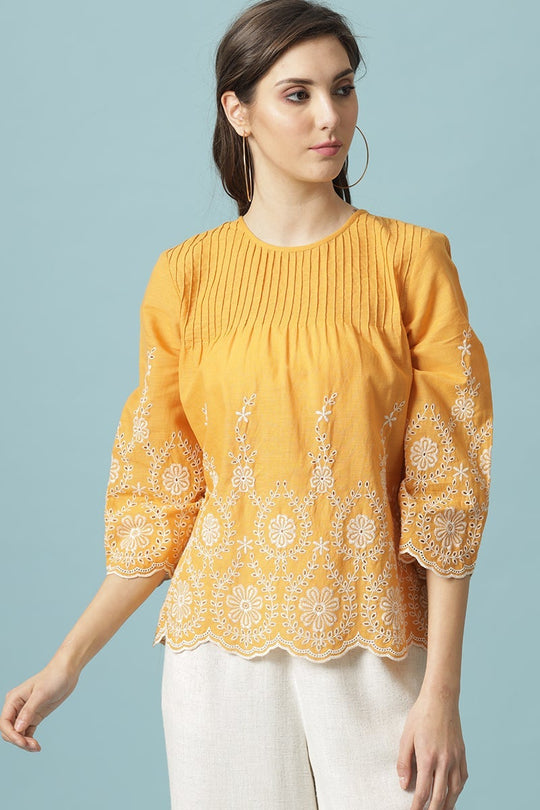 Gipsy Mango Medium Length Round Neck Polyester Blouse