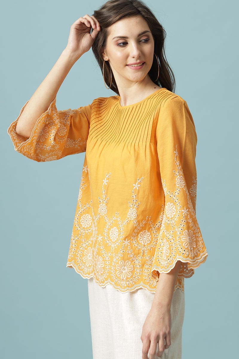 Gipsy Mango Medium Length Round Neck Polyester Blouse
