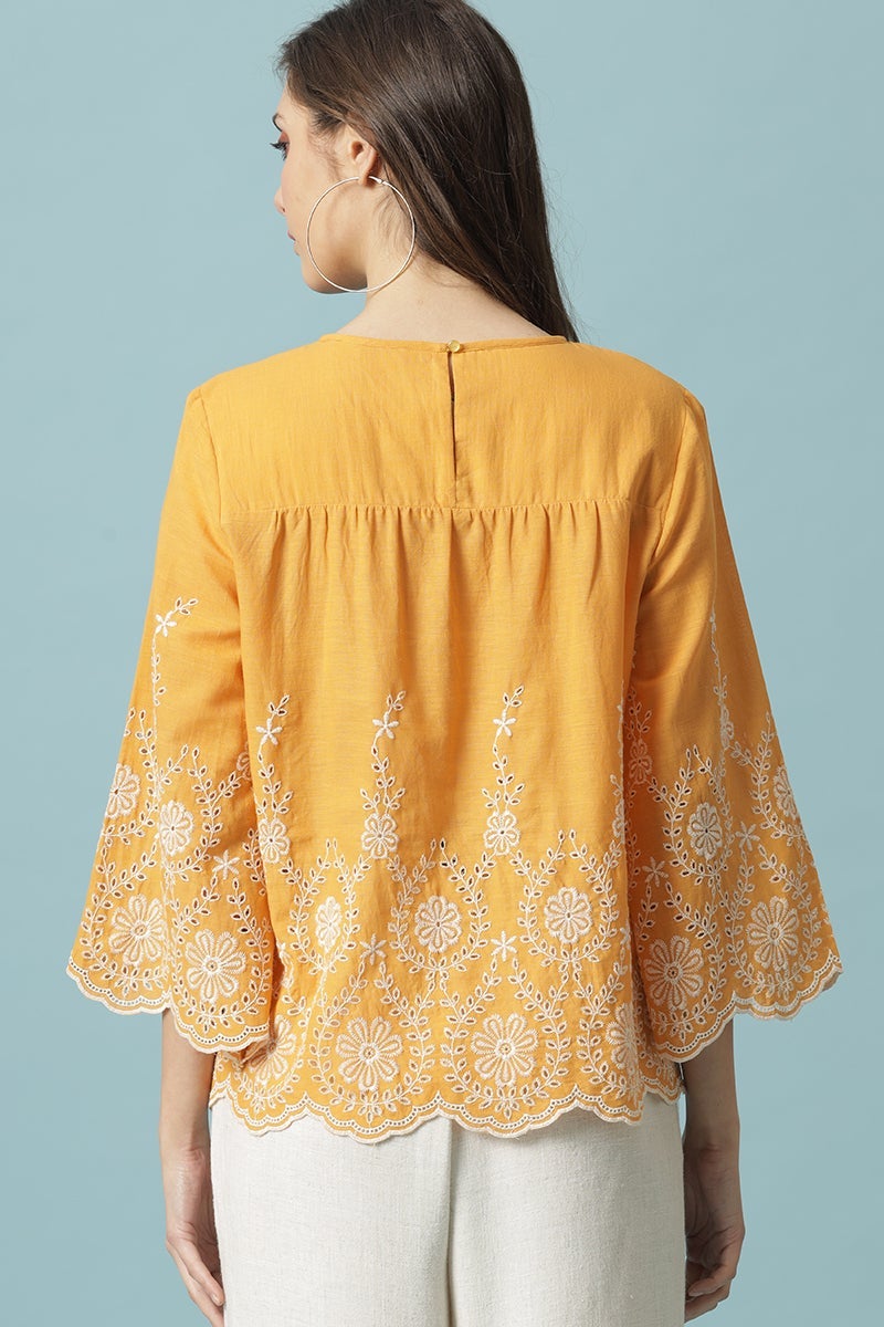 Gipsy Mango Medium Length Round Neck Polyester Blouse
