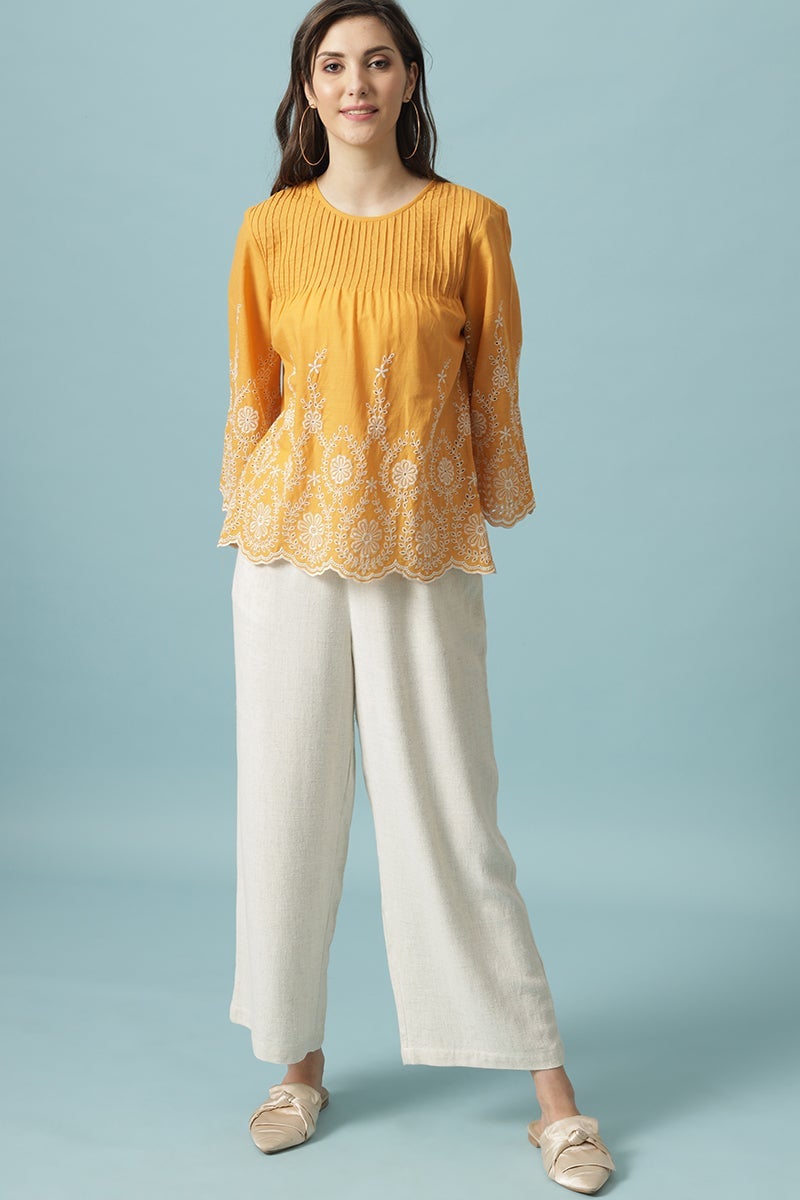 Gipsy Mango Medium Length Round Neck Polyester Blouse