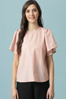 Gipsy Dusky Pink Medium Length Round Neck Cotton Blouse