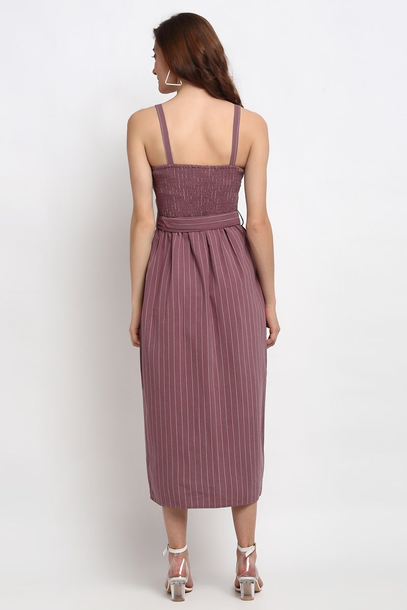 Aubergine Midi Length Square Cotton Dress