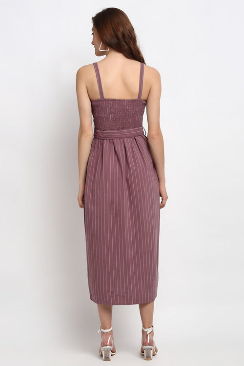 Aubergine Midi Length Square Cotton Dress