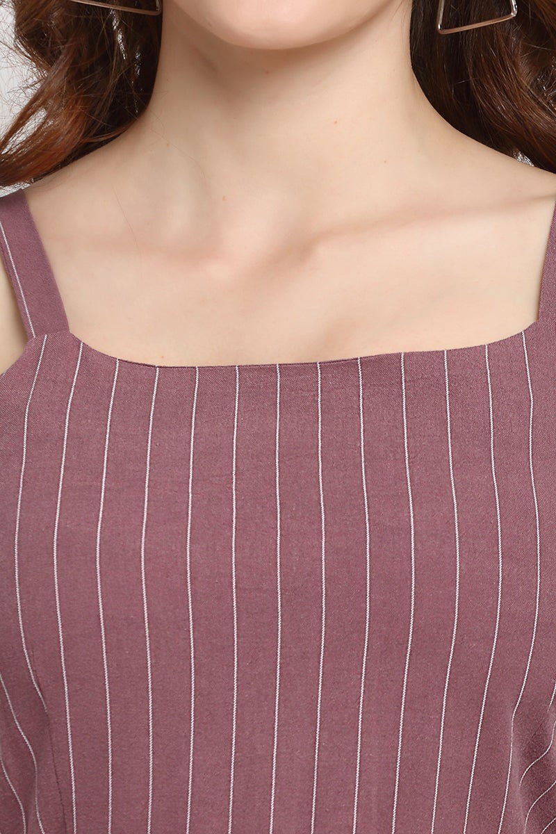 Aubergine Midi Length Square Cotton Dress