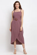 Aubergine Midi Length Square Cotton Dress