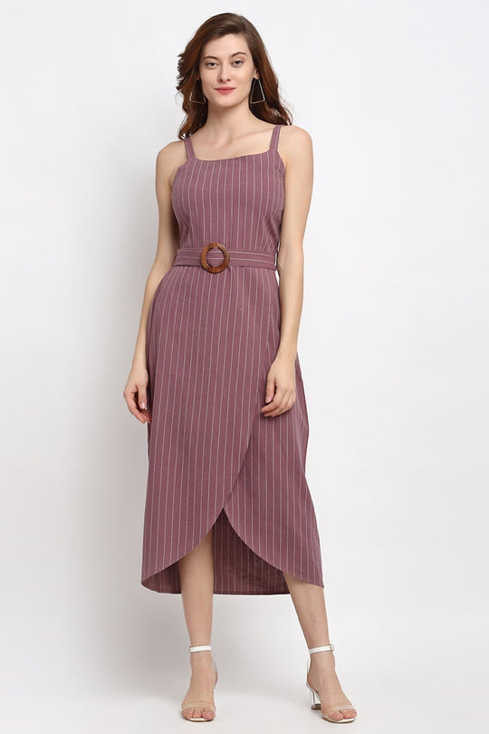 Aubergine Midi Length Square Cotton Dress
