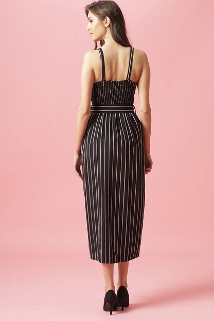 Gipsy Black Midi Length Round Neck Cotton Dress