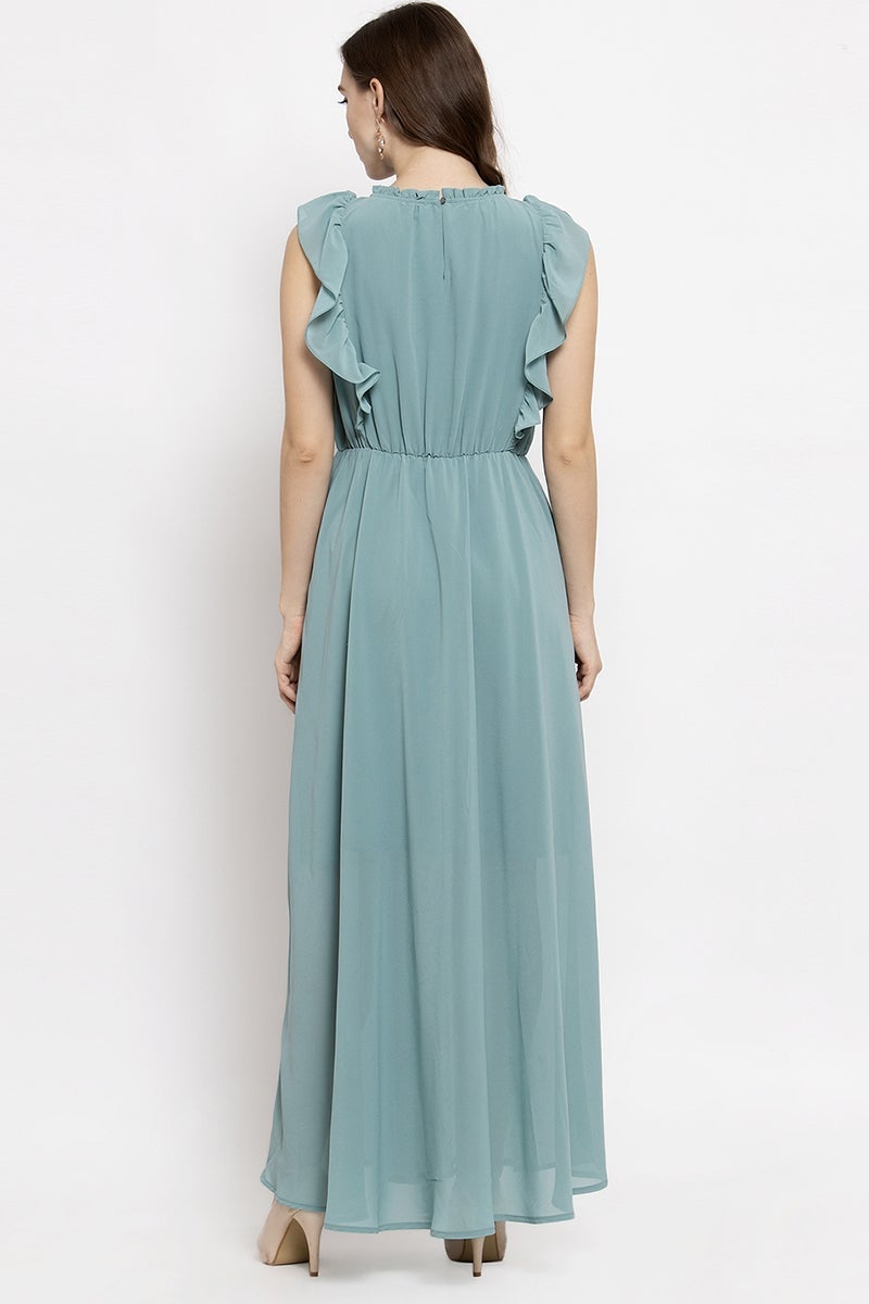Gipsy Sage Midi Length Round Neck Georgette Dress