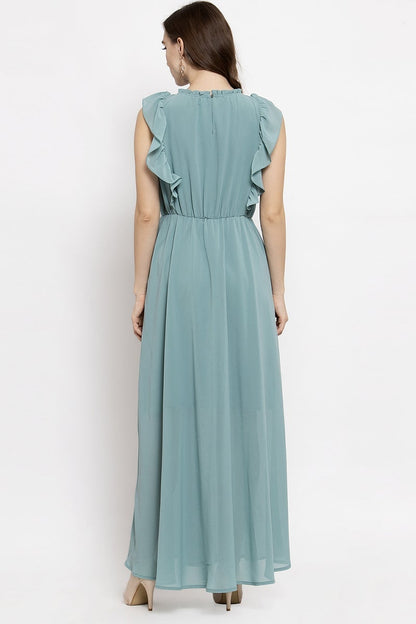 Gipsy Sage Midi Length Round Neck Georgette Dress