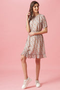 Gipsy Cream Knee Length Round Neck Georgette Dress