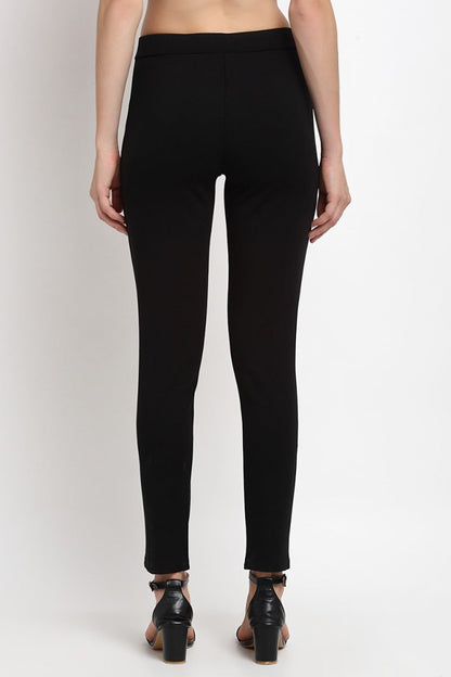 Black Ankle Length Solid NR Knit Jegging