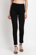 Black Ankle Length Solid NR Knit Jegging
