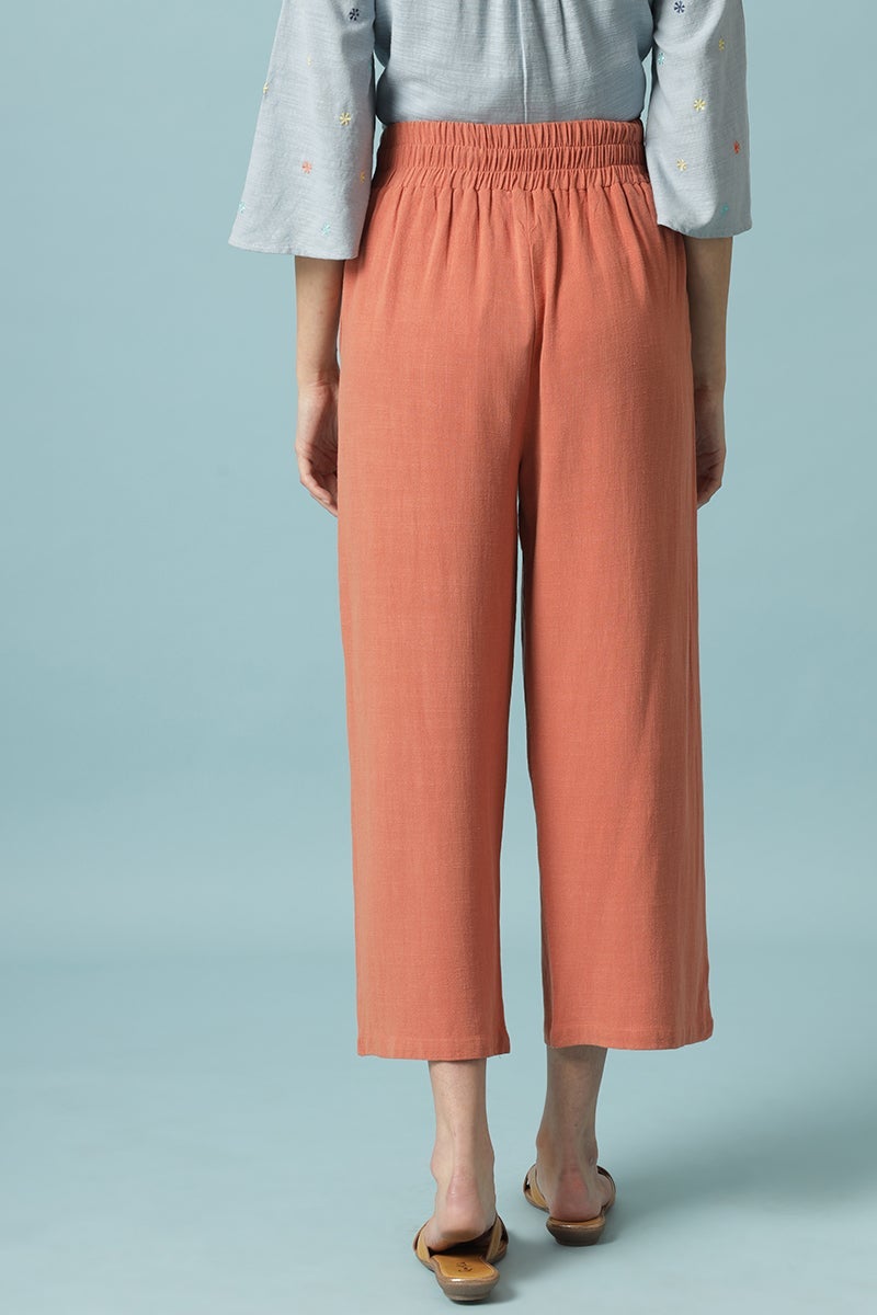 Gipsy Rust Ankle Length Solid Cotton Pant